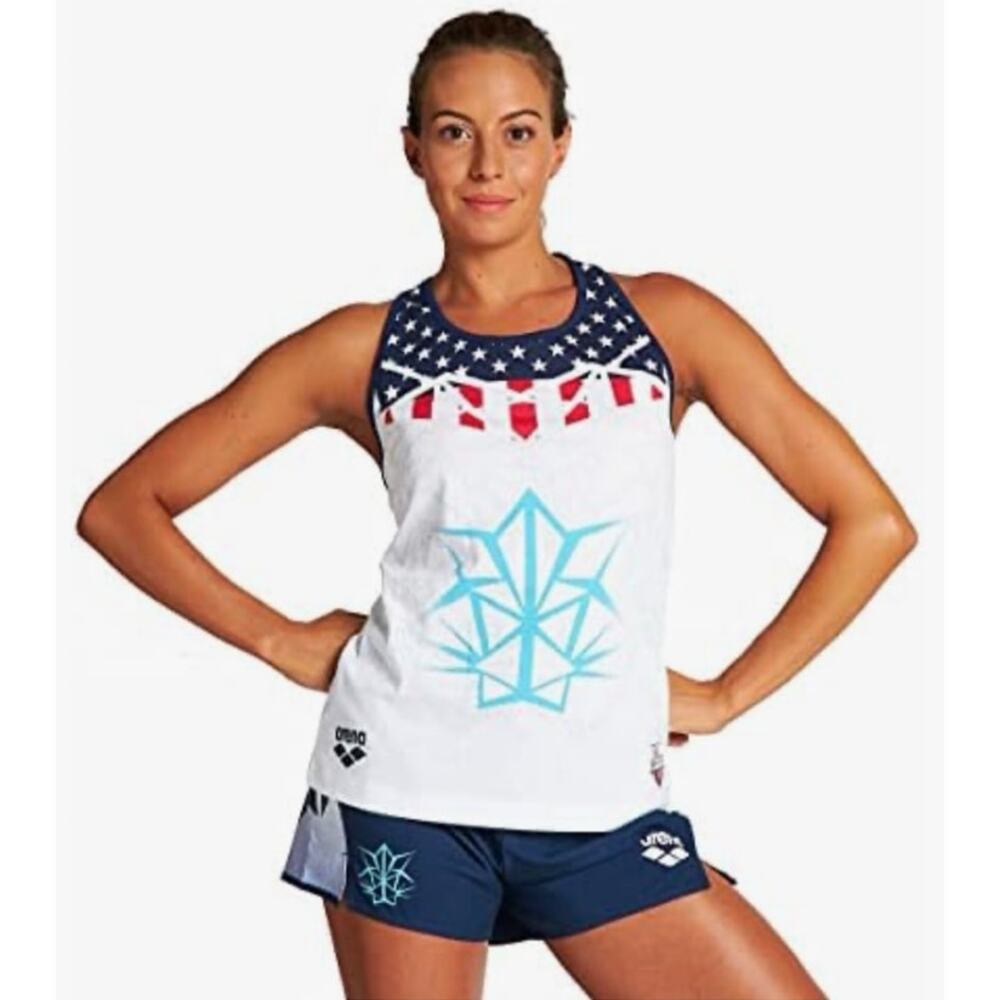 Arena USA Swimming Olympics Tokyo Womens OG Red White Blue Tank Top Size 3XL
